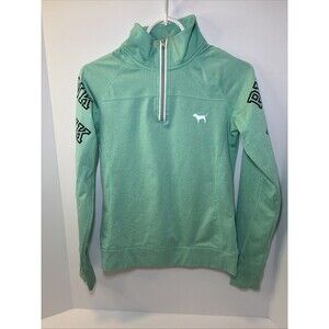 Victoria's Secret Pink XS Heathered Mint Green Quarter Zip Pullover Top